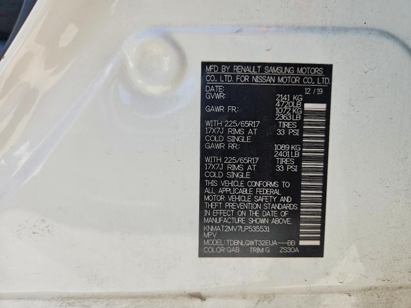 2020 Nissan Rogue მანქანა იყიდება აუქციონზე, vin: KNMAT2MV7LP535531, აუქციონის ნომერი: 69410926