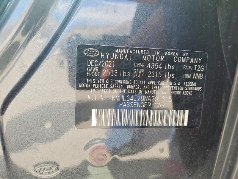 68497376 :رقم المزاد ، KMHL34J28NA201315 vin ، 2022 Hyundai Sonata مزاد بيع