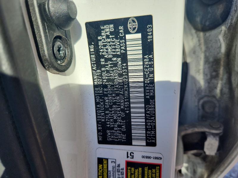 Продажа на аукционе авто 2019 Toyota Camry, vin: 4T1B11HK2KU231314, номер лота: 67421886