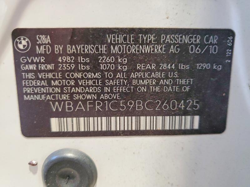 Aukcja sprzedaży 2011 Bmw 528, vin: WBAFR1C59BC260425, numer aukcji: 69036356