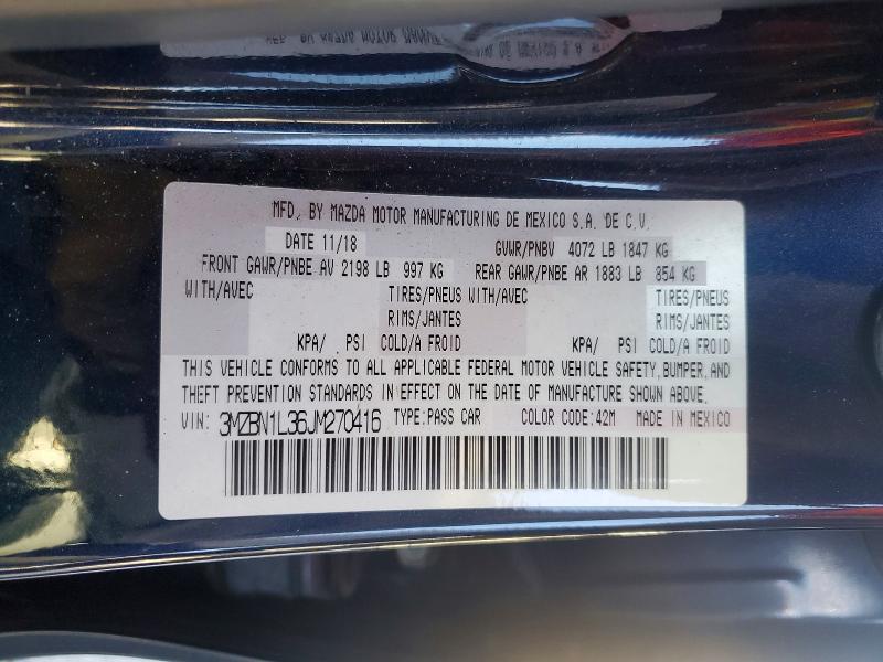 Продаж на аукціоні авто 2018 Mazda 3, vin: 3MZBN1L36JM270416, номер лоту: 67381266