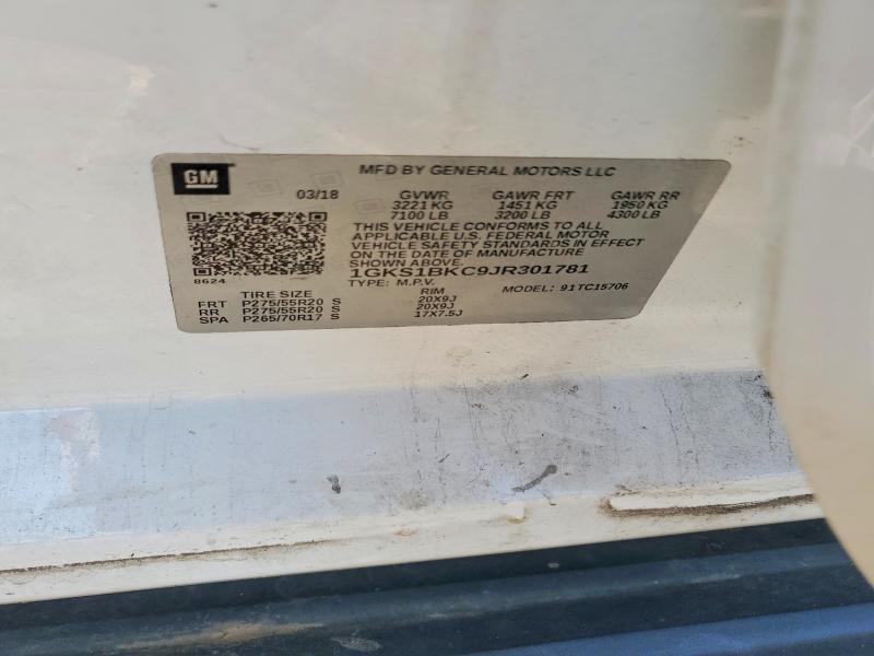 69614716 :رقم المزاد ، 1GKS1BKC9JR301781 vin ، 2018 Gmc Yukon مزاد بيع