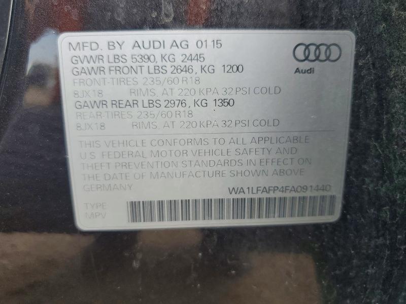 63542306 :رقم المزاد ، WA1LFAFP4FA091440 vin ، 2015 Audi Q5 مزاد بيع