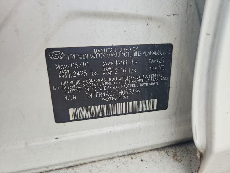 69092746 :رقم المزاد ، 5NPEB4AC2BH066846 vin ، 2011 Hyundai Sonata مزاد بيع