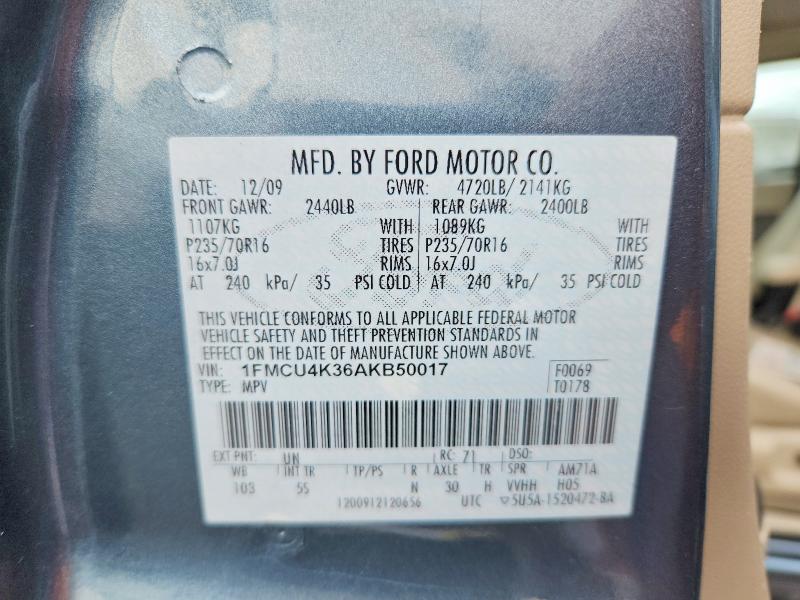 67674926 :رقم المزاد ، 1FMCU4K36AKB50017 vin ، 2010 Ford Escape مزاد بيع