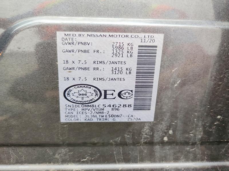 Aukcja sprzedaży 2020 Infiniti Qx60, vin: 5N1DL0MM8LC546288, numer aukcji: 68434186