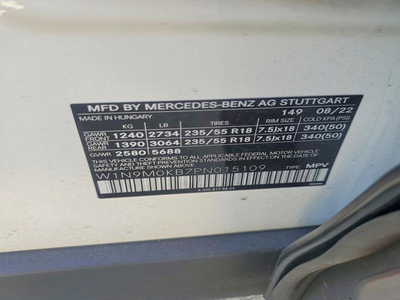 Продаж на аукціоні авто 2023 Mercedes-benz Eqb, vin: W1N9M0KB7PN015109, номер лоту: 68383496