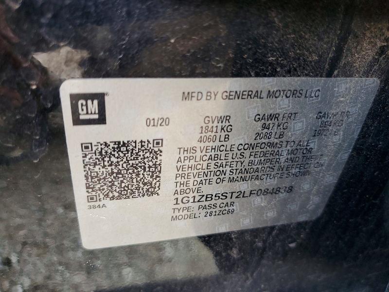 2020 Chevrolet Malibu მანქანა იყიდება აუქციონზე, vin: 1G1ZB5ST2LF084838, აუქციონის ნომერი: 67268656