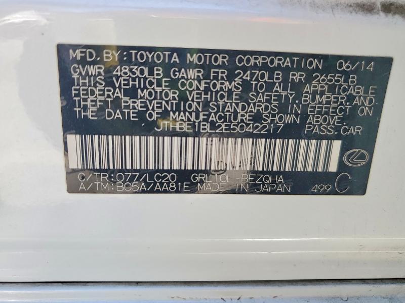 Aukcja sprzedaży 2014 Lexus Gs, vin: JTHBE1BL2E5042217, numer aukcji: 69646466