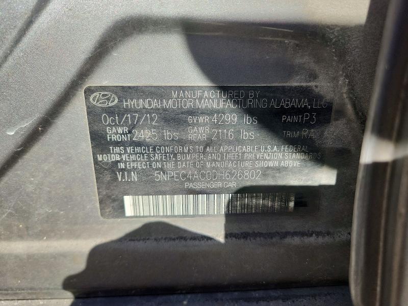2013 Hyundai Sonata მანქანა იყიდება აუქციონზე, vin: 5NPEC4AC0DH626802, აუქციონის ნომერი: 67906526