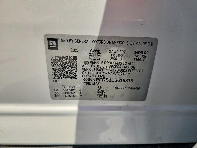 68832336 :رقم المزاد ، 3GNKBFRS1LS618815 vin ، 2020 Chevrolet Blazer مزاد بيع