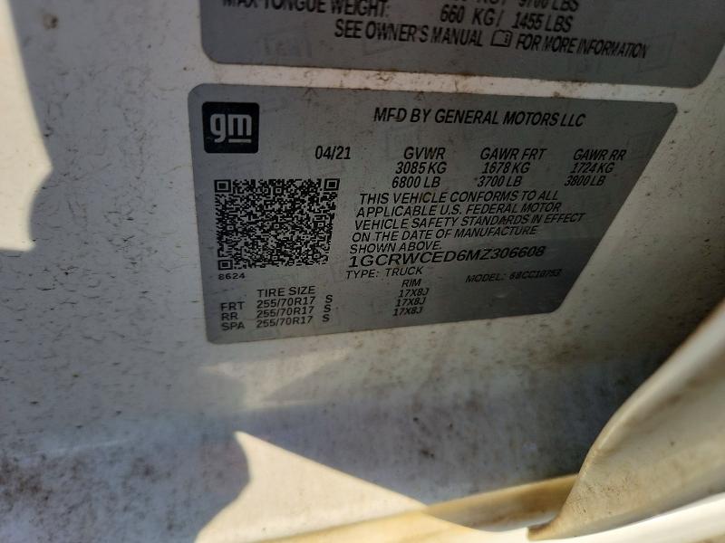 Aukcja sprzedaży 2021 Chevrolet Silverado, vin: 1GCRWCED6MZ306608, numer aukcji: 69042616