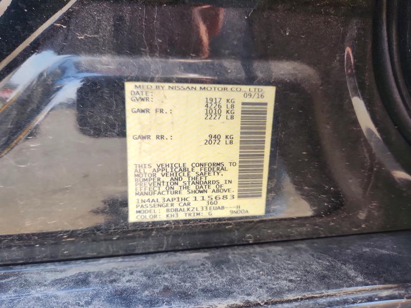 2017 Nissan Altima მანქანა იყიდება აუქციონზე, vin: 1N4AL3AP1HC115683, აუქციონის ნომერი: 66594126