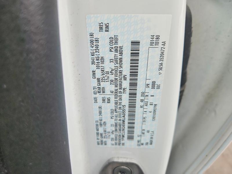 Продажа на аукционе авто 2021 Ford Escape, vin: 1FMCU9G69MUA05515, номер лота: 68939026