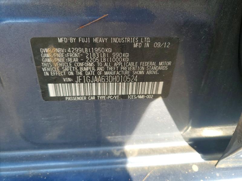 Aukcja sprzedaży 2013 Subaru Impreza, vin: JF1GJAA63DH010524, numer aukcji: 67890076