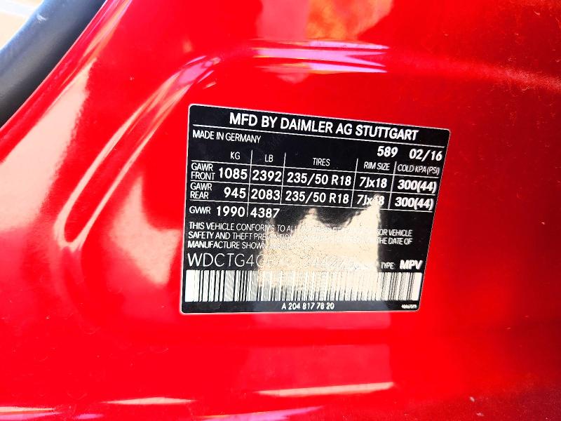 69702966 :رقم المزاد ، WDCTG4GBXGJ244275 vin ، 2016 Mercedes-benz Gla مزاد بيع