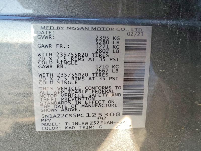 Auction sale of the 2023 Nissan Murano, vin: 5N1AZ2CS5PC125308        , lot number: 68646576