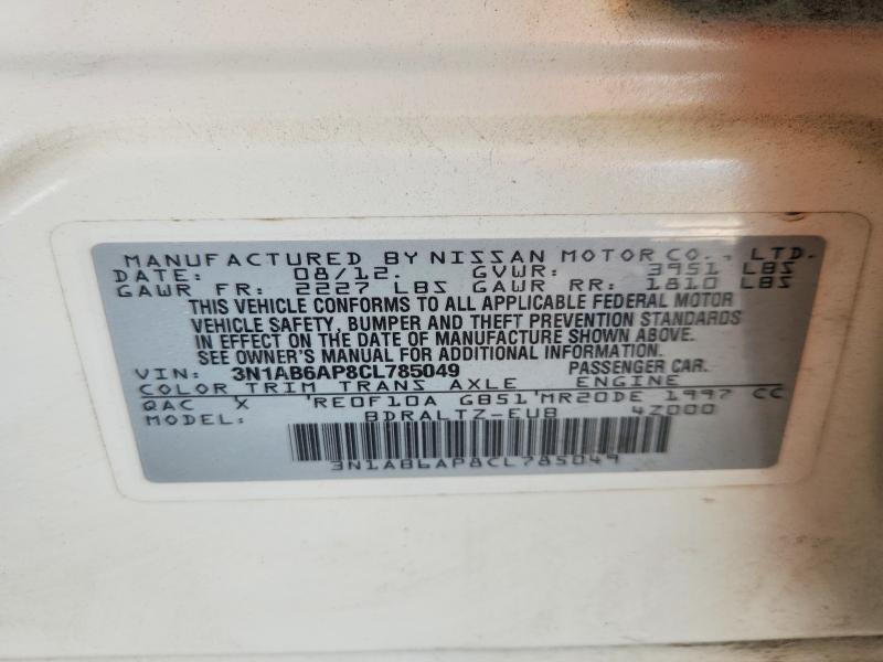 Продаж на аукціоні авто 2012 Nissan Sentra, vin: 3N1AB6AP8CL785049, номер лоту: 68496376
