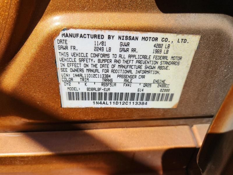 Продажа на аукционе авто 2002 Nissan Altima, vin: 1N4AL11D12C113384, номер лота: 68713866