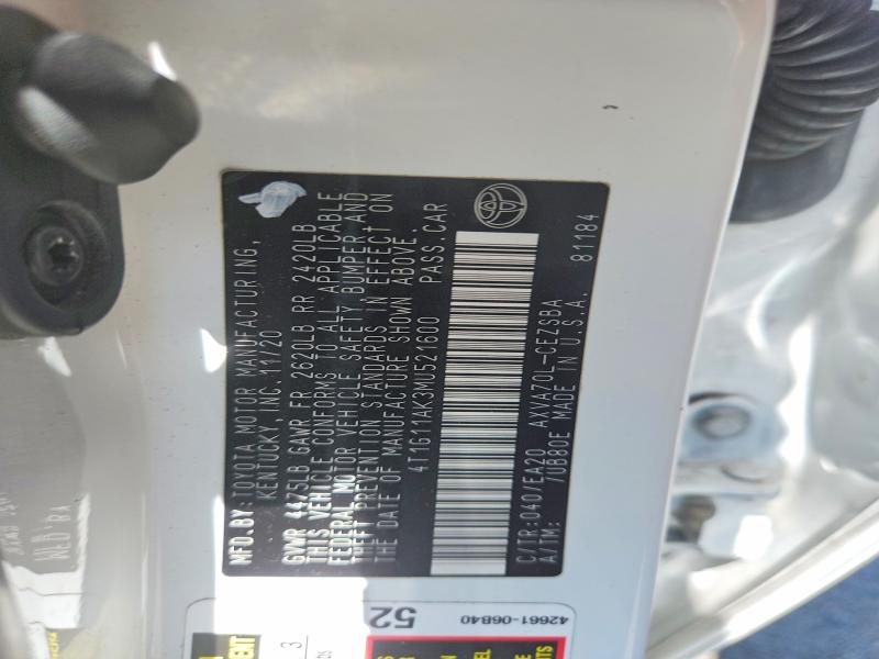 69058306 :رقم المزاد ، 4T1G11AK3MU521600 vin ، 2021 Toyota Camry مزاد بيع