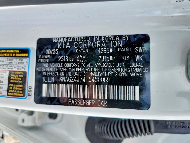 Продаж на аукціоні авто 2026 Kia K5, vin: KNAG24J74T5450069, номер лоту: 69555336