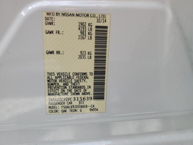 Aukcja sprzedaży 2015 Nissan Leaf, vin: 1N4AZ0CP2FC315639, numer aukcji: 68323176