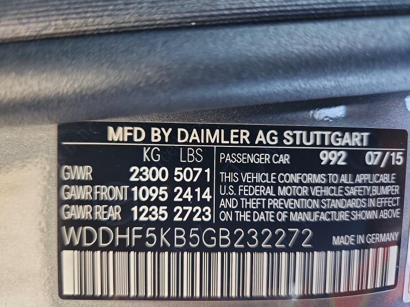 Aukcja sprzedaży 2016 Mercedes-benz E, vin: WDDHF5KB5GB232272, numer aukcji: 69380706