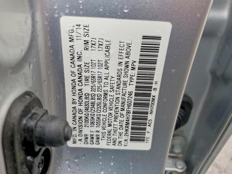 Продаж на аукціоні авто 2015 Honda Cr-v, vin: 2HKRM4H78FH607246, номер лоту: 67203866