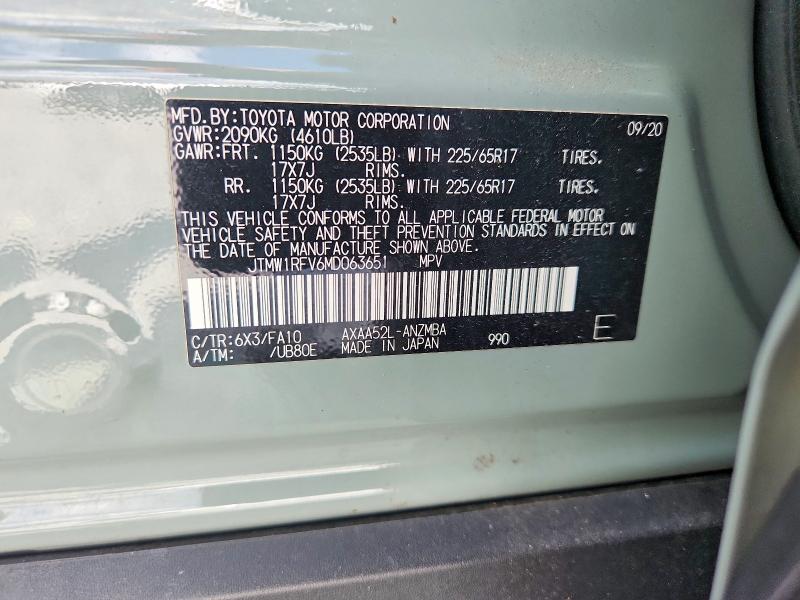 Продаж на аукціоні авто 2021 Toyota Rav4, vin: JTMW1RFV6MD063651, номер лоту: 68480896
