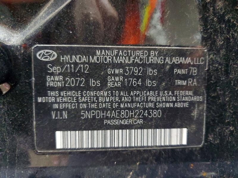 Aukcja sprzedaży 2013 Hyundai Elantra, vin: 5NPDH4AE8DH224380, numer aukcji: 68267956
