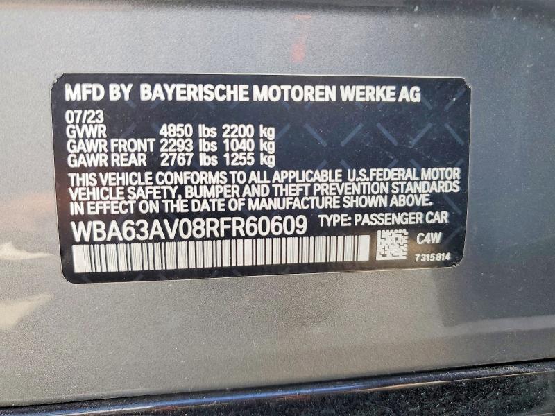 Продажа на аукционе авто 2024 Bmw 430xi, vin: WBA63AV08RFR60609, номер лота: 70629556