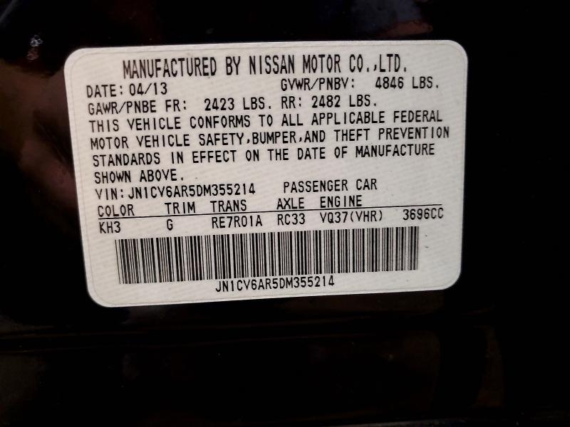 2013 Infiniti G37 Sedan მანქანა იყიდება აუქციონზე, vin: JN1CV6AR5DM355214, აუქციონის ნომერი: 69118526