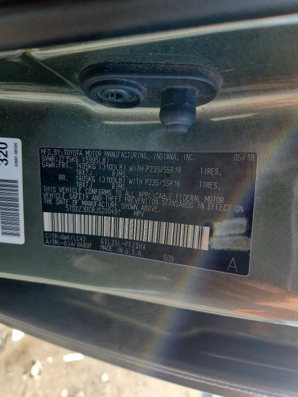 Aukcja sprzedaży 2018 Toyota Sienna, vin: 5TDDZ3DC8JS200491, numer aukcji: 68968856