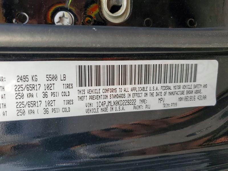 Aukcja sprzedaży 2019 Jeep Cherokee, vin: 1C4PJMLX0KD229222, numer aukcji: 68385846