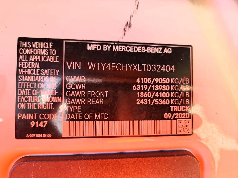 Продаж на аукціоні авто 2020 Mercedes-benz Sprinter, vin: W1Y4ECHYXLT032404, номер лоту: 68612936