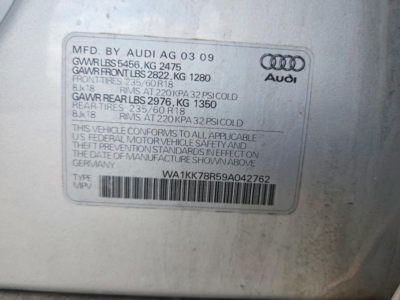 69612806 :رقم المزاد ، WA1KK78R59A042762 vin ، 2009 Audi Q5 مزاد بيع