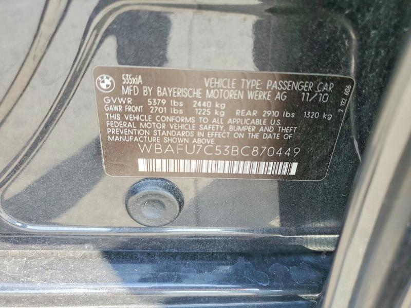 70286696 :رقم المزاد ، WBAFU7C53BC870449 vin ، 2011 Bmw 535 مزاد بيع