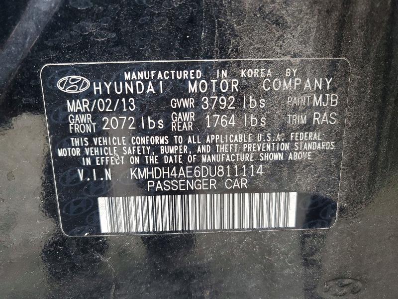 Aukcja sprzedaży 2013 Hyundai Elantra, vin: KMHDH4AE6DU811114, numer aukcji: 69879936