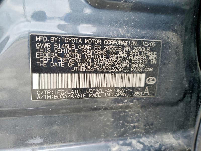 Auction sale of the 2006 Lexus Ls, vin: JTHBN36FX65037638, lot number: 69590346