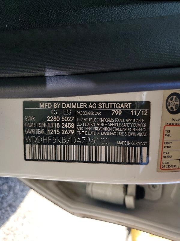 2013 Mercedes-benz E მანქანა იყიდება აუქციონზე, vin: WDDHF5KB7DA736100, აუქციონის ნომერი: 71019786
