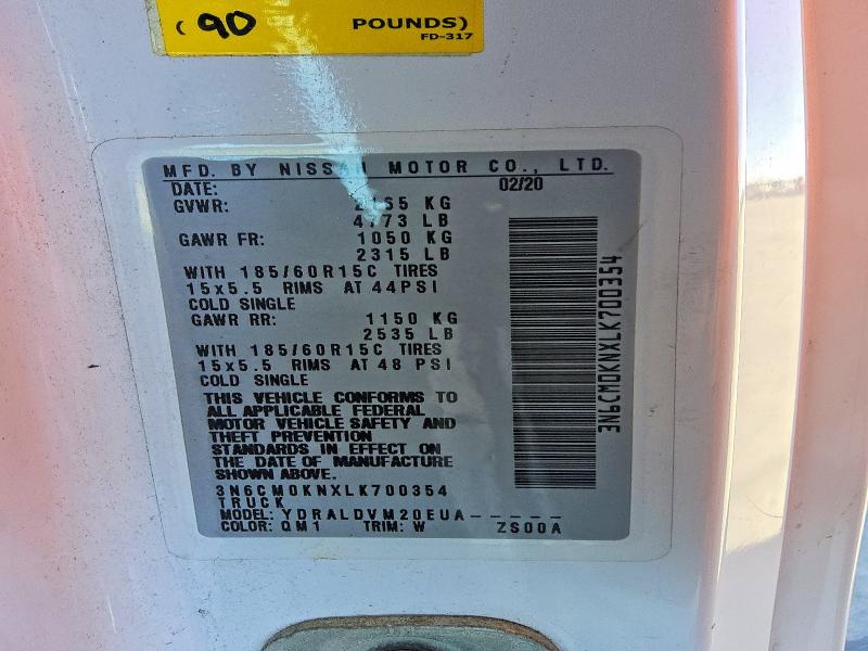 Aukcja sprzedaży 2020 Nissan Nv200, vin: 3N6CM0KNXLK700354, numer aukcji: 70754076
