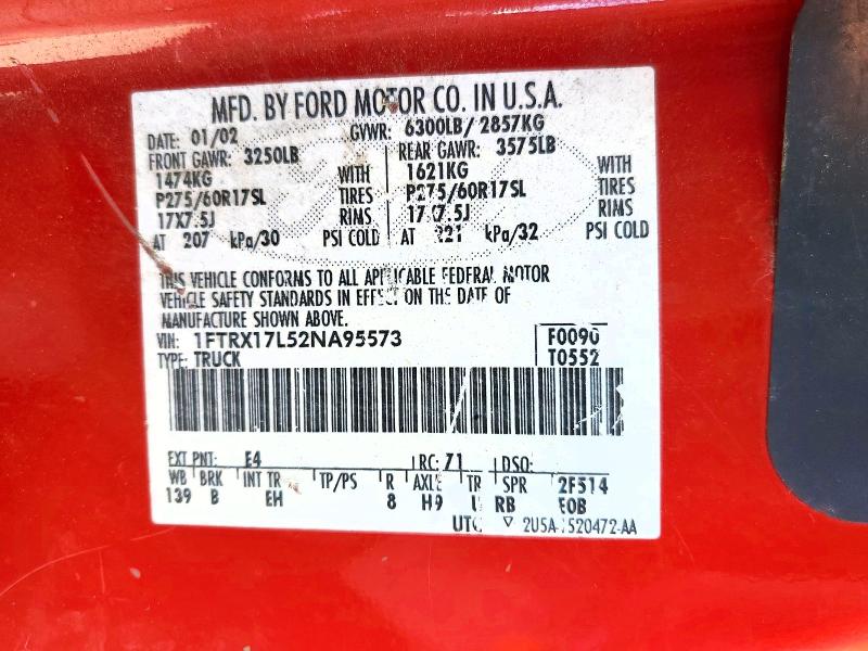 Aukcja sprzedaży 2002 Ford F150, vin: 1FTRX17L52NA95573, numer aukcji: 71048596