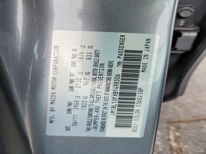 Продажа на аукционе авто 2011 Mazda 3, vin: JM1BL1UFXB1498306, номер лота: 67420486