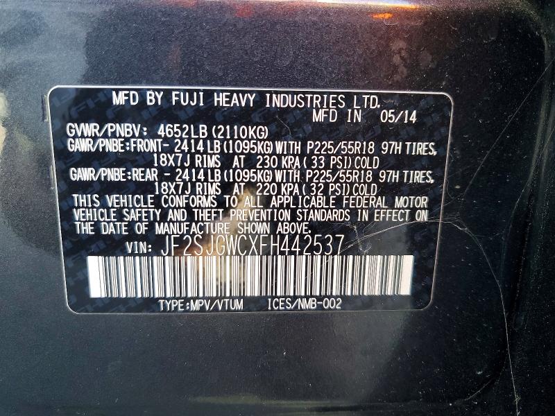 Aukcja sprzedaży 2015 Subaru Forester, vin: JF2SJGWCXFH442537, numer aukcji: 69733376
