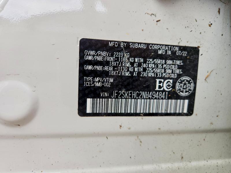 Aukcja sprzedaży 2022 Subaru Forester, vin: JF2SKEHC2NH494841, numer aukcji: 68611566