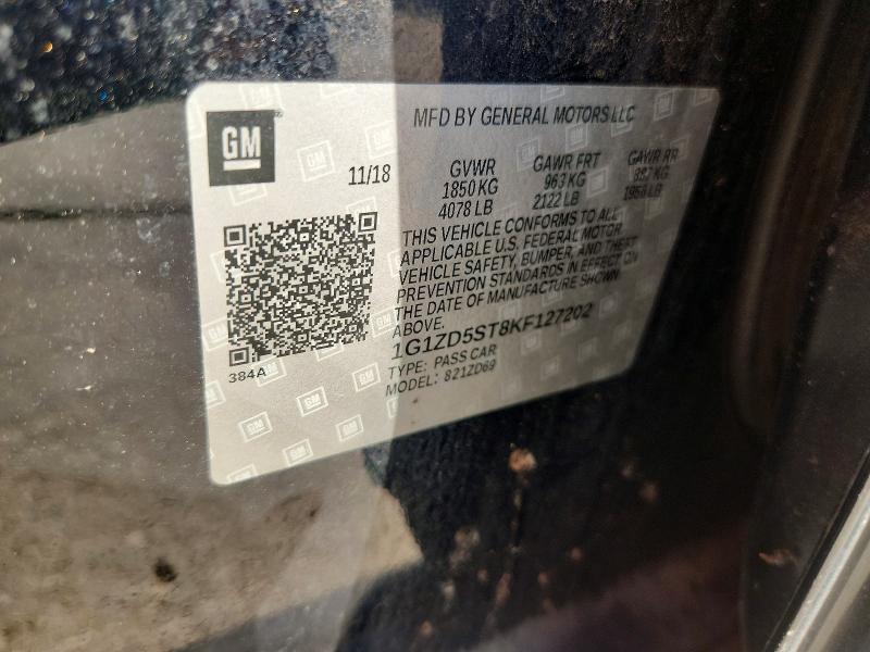 69411726 :رقم المزاد ، 1G1ZD5ST8KF127202 vin ، 2019 Chevrolet Malibu مزاد بيع