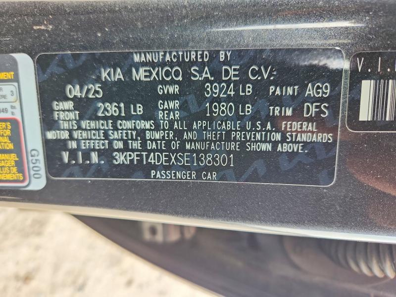 2025 Kia K4 მანქანა იყიდება აუქციონზე, vin: 3KPFT4DEXSE138301, აუქციონის ნომერი: 69862516