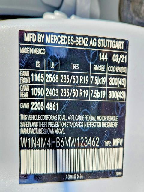 Продажа на аукционе авто 2021 Mercedes-benz Glb, vin: W1N4M4HB6MW123462, номер лота: 68143726