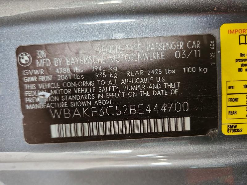 69534466 :رقم المزاد ، WBAKE3C52BE444700 vin ، 2011 Bmw 328 مزاد بيع