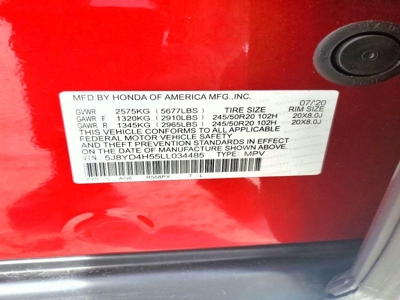 Aukcja sprzedaży 2020 Acura Mdx, vin: 5J8YD4H55LL034485, numer aukcji: 70018246